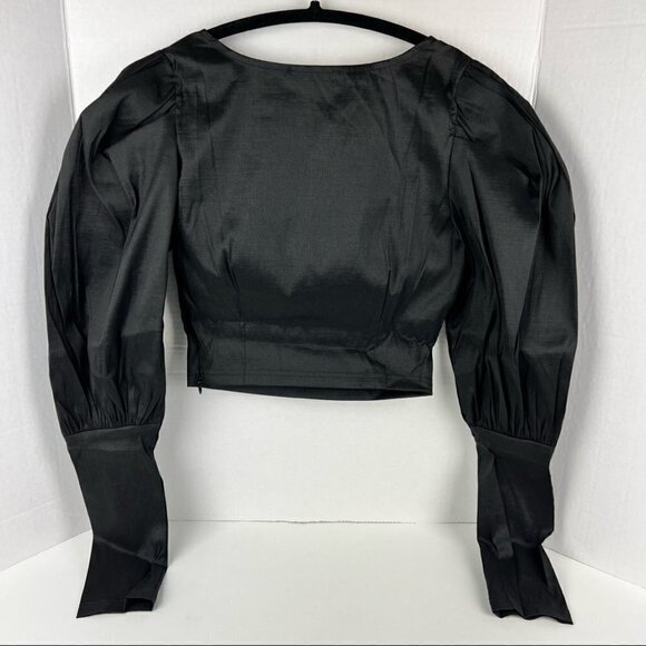 Nwt - Asos Design Naanaa Sweetheart Puff Sleeve Crop Top In Black. Size: 4 (Us) - Picture 4 of 16